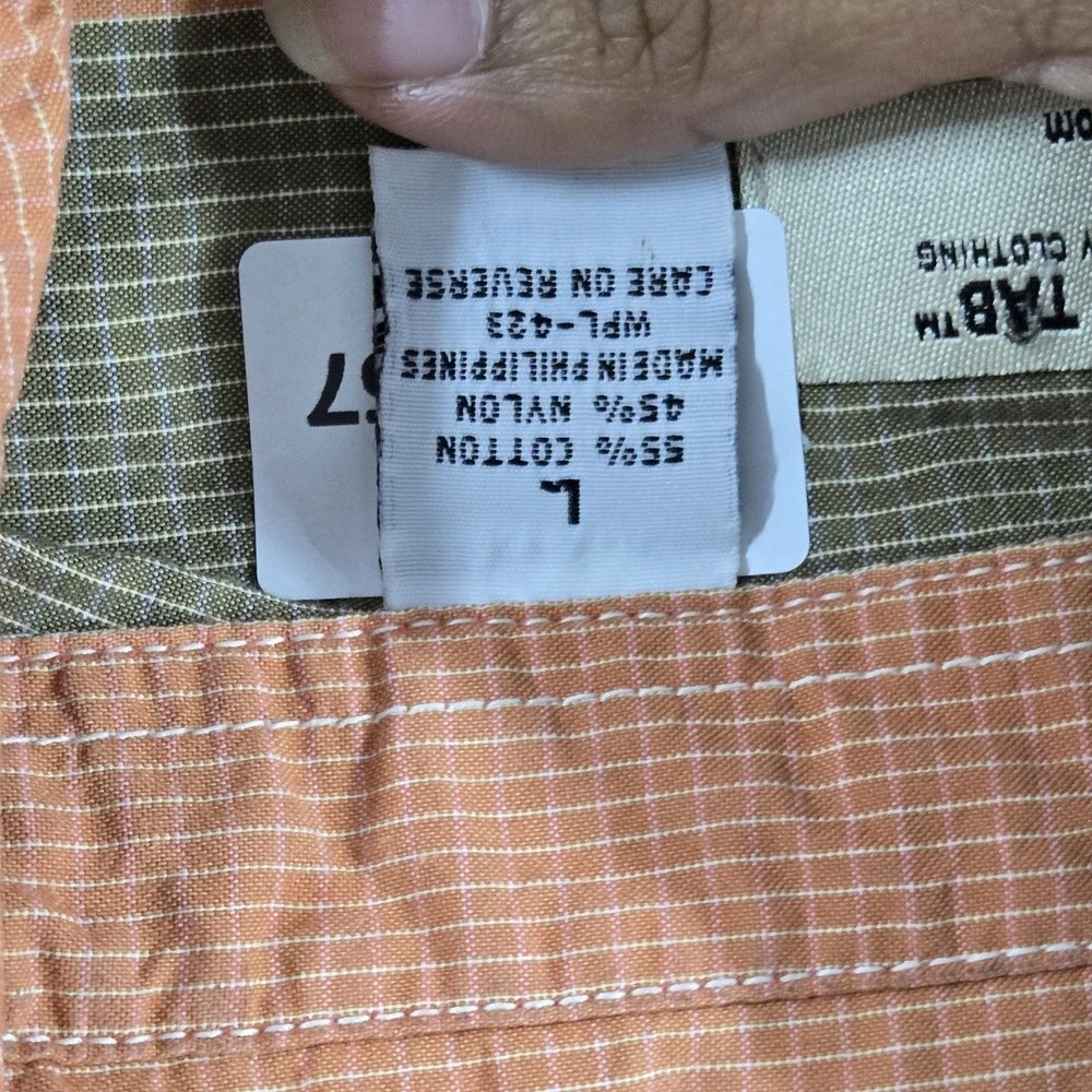 VINTAGE Levi's Men Button Up Shirt L Tan Cotton Striped Rugby Skater Grunge Y2K